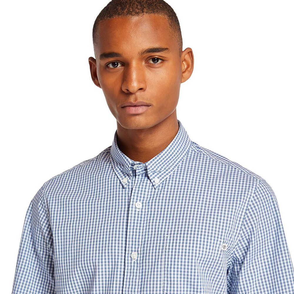 Camasi Timberland Barbati Albastri - Short-Sleeve Saco River Stretch - Romania - MIBHON352